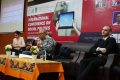 Saat acara International Conference on Social Politics berlangsung, pada Kamis, 17 Oktober 2019, di Ruang Aula Blok 1 Lt. 4 UNAS