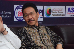 Guru Besar UNAS Prof. Dr. Syarif Hidayat, M.A. selaku pembicara yang hadir dalam acara International Conference on Social Politics, Kamis, 17 Oktober 2019, di Ruang Aula Blok 1 Lt. 4 UNAS