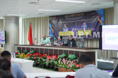 Saat acara kuliah umum magister ilmu komunikasi berlangsung, di Ruang Seminar Lt.3 Gedung Menara UNAS, Sabtu, 11 Januari 2025