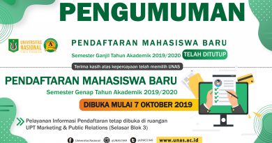 Pendaftaran Mahasiswa Baru Semester Genap Tahun Akademik 2019/2020 DIBUKA MULAI 7 OKTOBER 2019