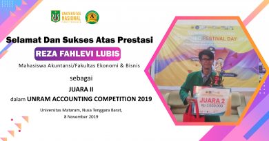 Prestasi Mahasiswa Reza Fahlevi Lubis Mahasiswa Akuntansi/Fakultas Ekonomi & Bisnis dalam UNRAM ACCOUNTING COMPETITION 2019