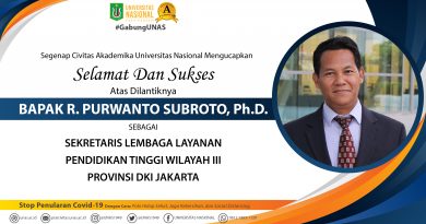 Selamat dan Sukses atas dilantiknya Bapak R. Purwanto Subroto, Ph.D. Sebagai Sekretaris Lembaga Layanan Pendidikan Tinggi Wilayah III Provinsi DKI Jakarta