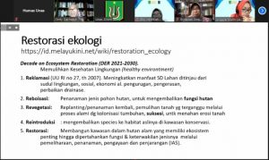 Pemaparan materi oleh Prof. Dr. Dedy Darnaedi, M.Sc., sebagai pembicara dalam webinar yang diadakan PPM-Unas dan PERAGI Komda DKI dengan tema "Pengelolaan Lingkungan Berbasis Keanekaragaman Hayati dan Permaculture untuk Mendukung Kehidupan Ekosistem yang Berkelanjutan" pada hari Jumat, 11 Juni 2021